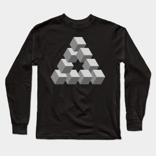 Optical illusion triangle #12 - greys Long Sleeve T-Shirt